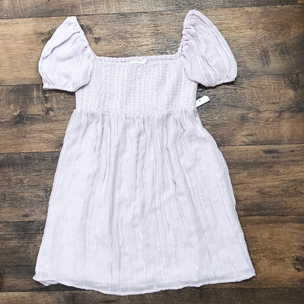 Altar'd State Lavender Puff Sleeve Mini Dress